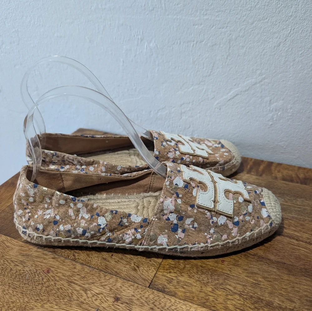 New Tory Burch Women Ines Cork Logo‎ Flat Espadrilles US 7.5